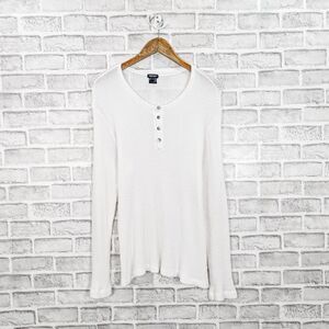 BLEUSALT Malibu Men's Waffle Henley in white knit modal size 3 fit Large